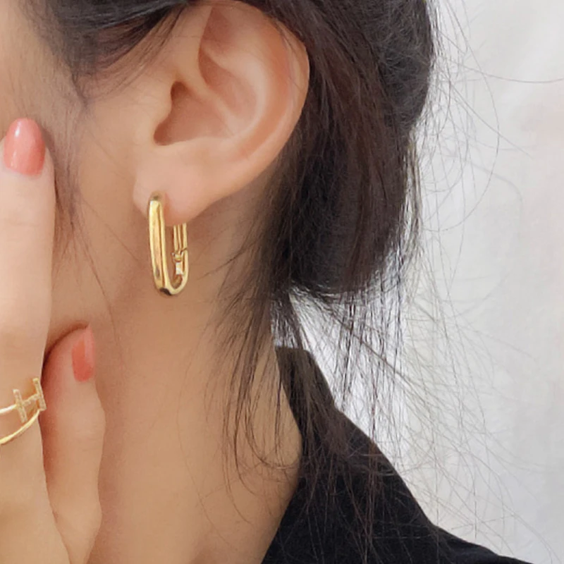 

Best Selling Gold Plated Chic O Shaped Hoop Earrings Womens Chunky Hoops Geometrical Brass Earring Minimalist wholesale price