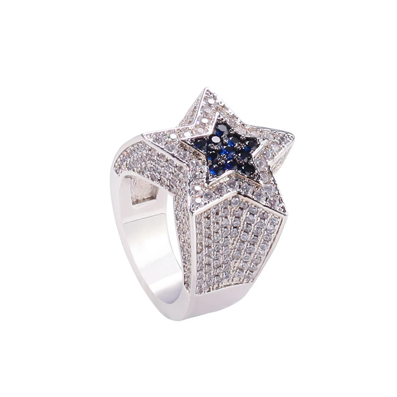 

Blues RTS Noble Blue Gemstone Pave Setting diamond Five-pointed star ring