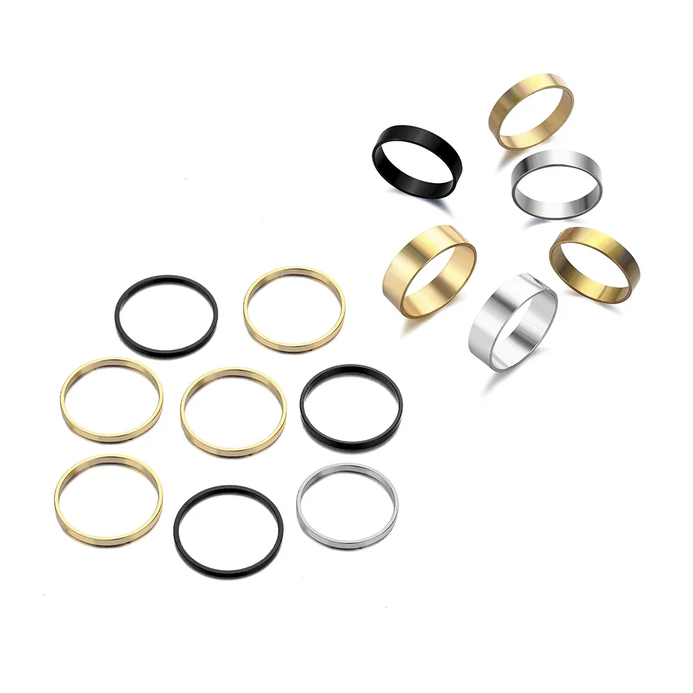 

OUYE Newest Popular Jewelry Men and Women Stainless Steel Gold Silver and Black Ring Mix and Match Set 14-piece Ring Jewelry, Colorful