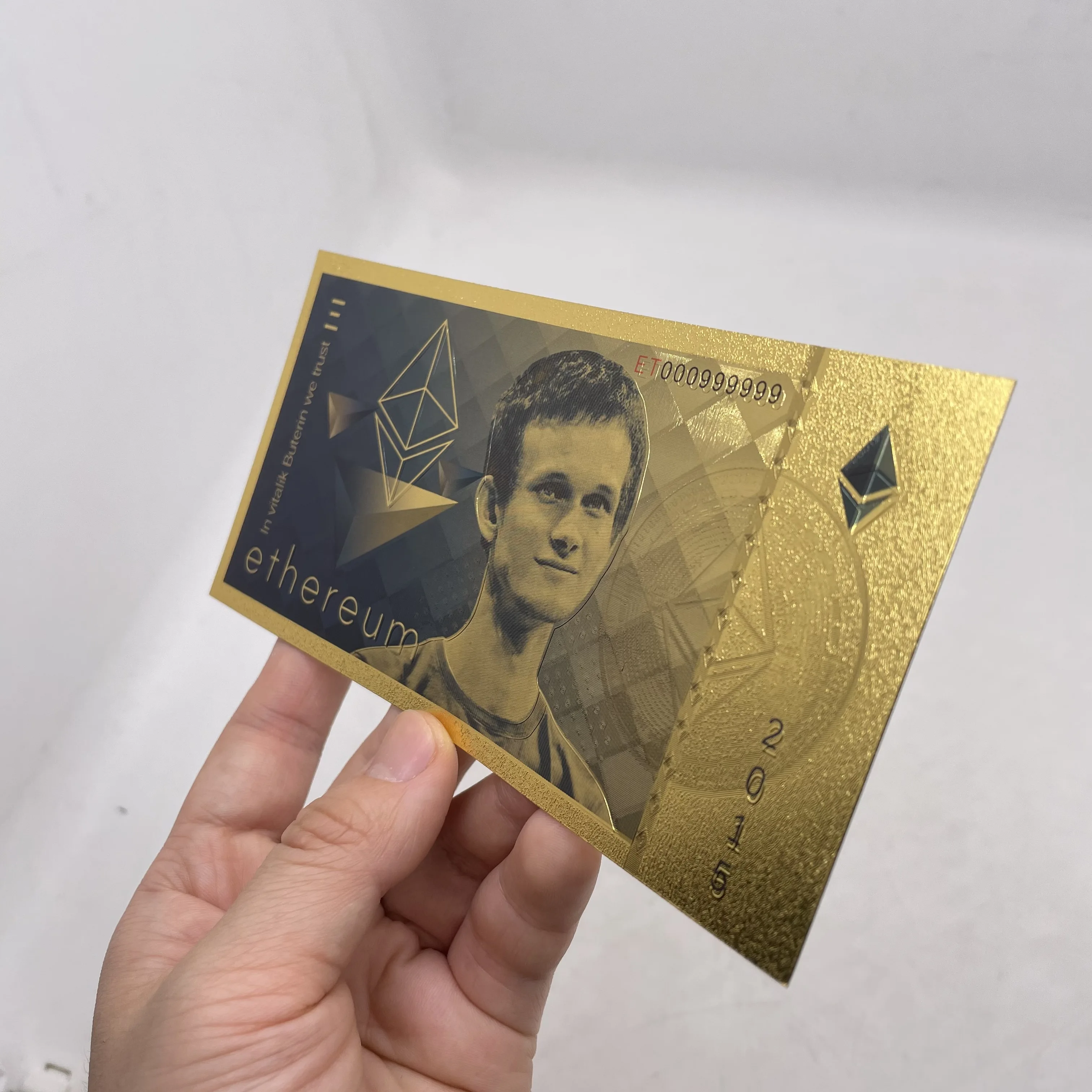 

2021 NEW Beautiful TH Ethereum Vitalik Buterin Gold Color Banknote Physical Commemorative BTC Crypto Coin Ticket for Great Gift