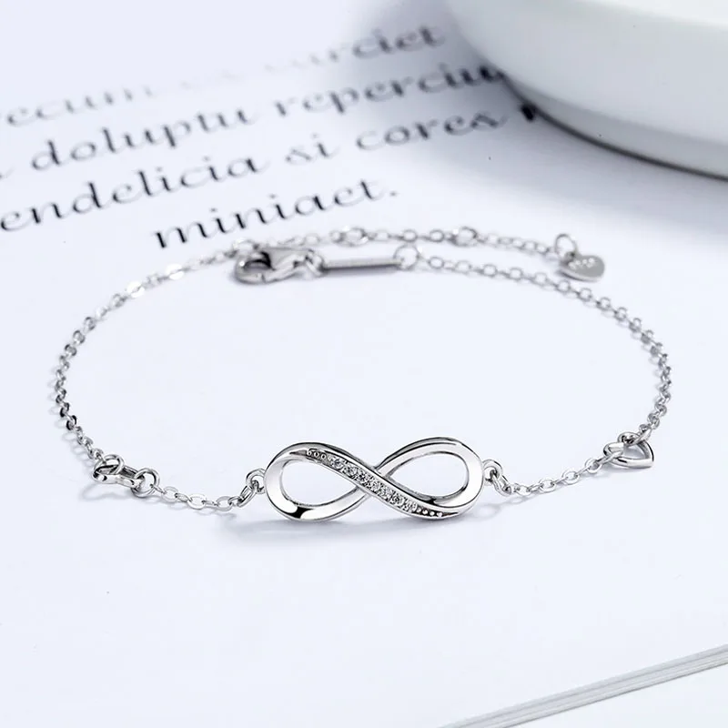

Womens 925 Sterling Silver Infinity Endless Charm Bracelet  925 Silver Bracelet Fashion Jewelry, As pictured