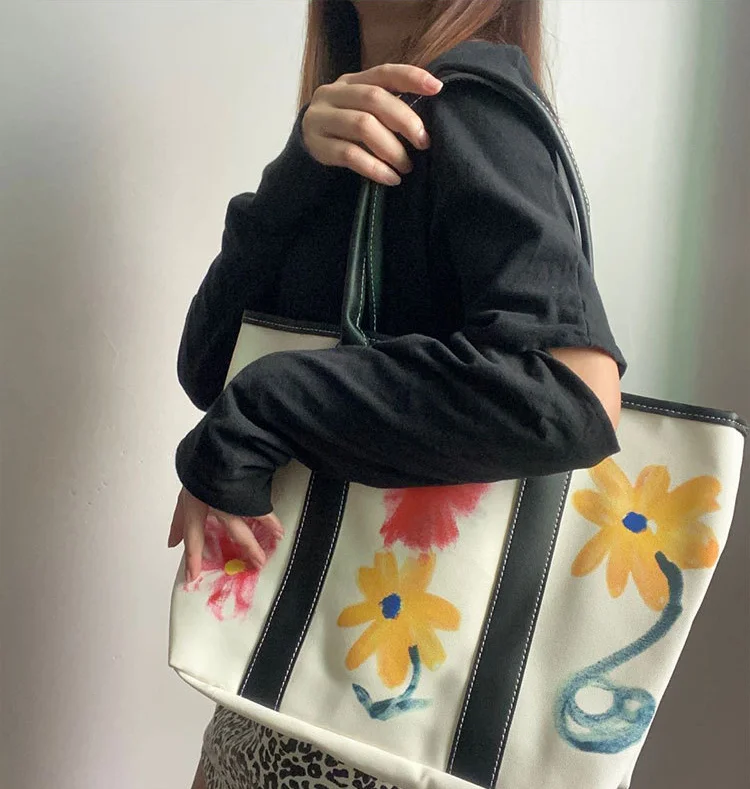

Large capacity flowers Printed handbags women shopping bag