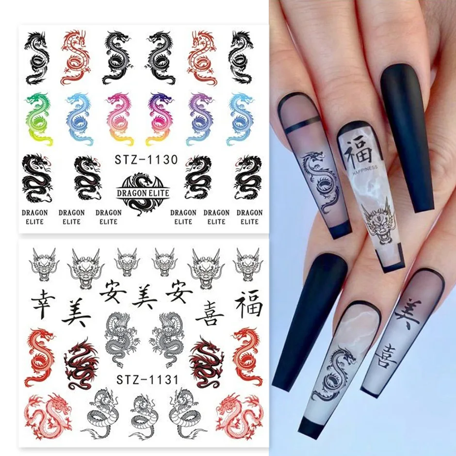 

Newest Vintage Snake Water transfer Stickers Angel Watercolor Letter Nail Art Decals Decorations