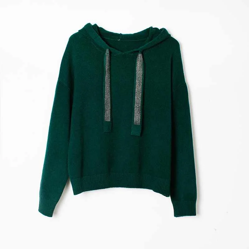 

Women Hoodie Knitted Sweater with Strap, Customized color