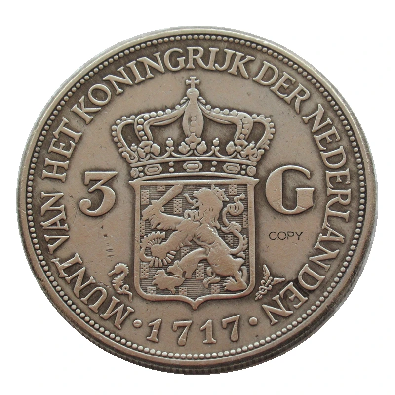

Reproduction 1717 Netherlands 3 Gulden Willem lll Silver Plated Decorative Coin