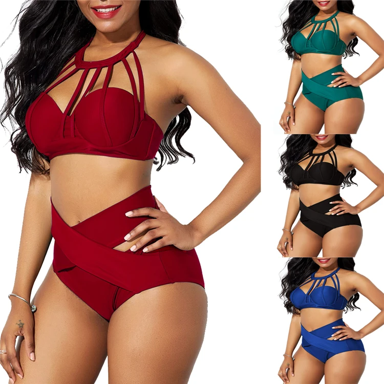 

Fashion Sexy Ladies Swimwear Bikini Two Piece Set High Waist Summer Women Beach Swimsuit, Picture