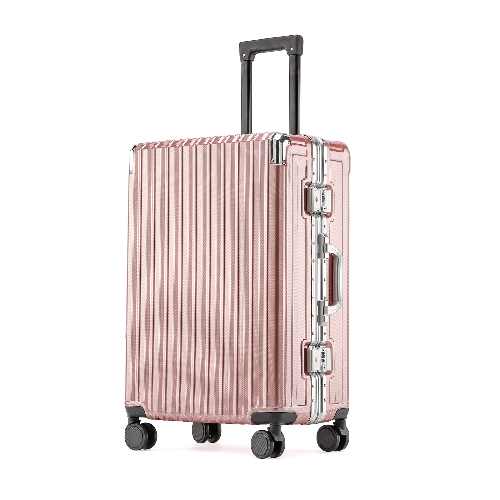 

New Custom Spinner Aluminum Frame Suitcase Hardshell Travel Luggage On Wheel Decent Travel Trolley Bag