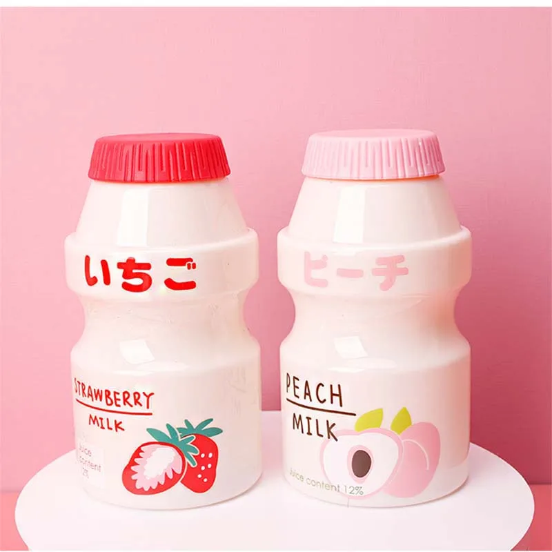 

Cute printed Yakult milk summer use portable water cup student sports takeaway cup crystal plastic water bottle, Customized color