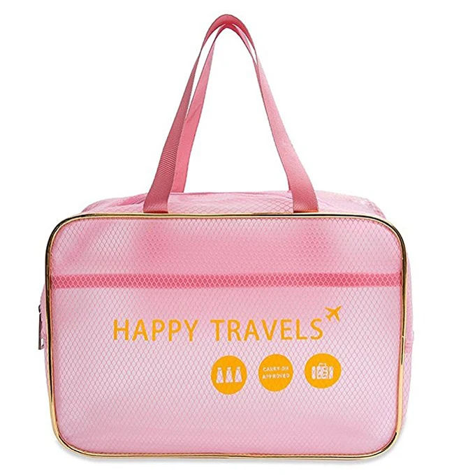 

Fashionable ladies clear travel toiletry bag,small cosmetic bag with zipper,holographic pink clear cosmetic bags custom logo