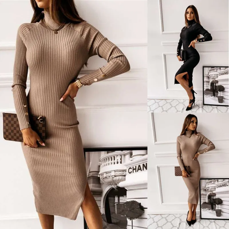 

DS-340 Good Quality 2021 women solid color bodycon backless V-neck cotton ribbed dress