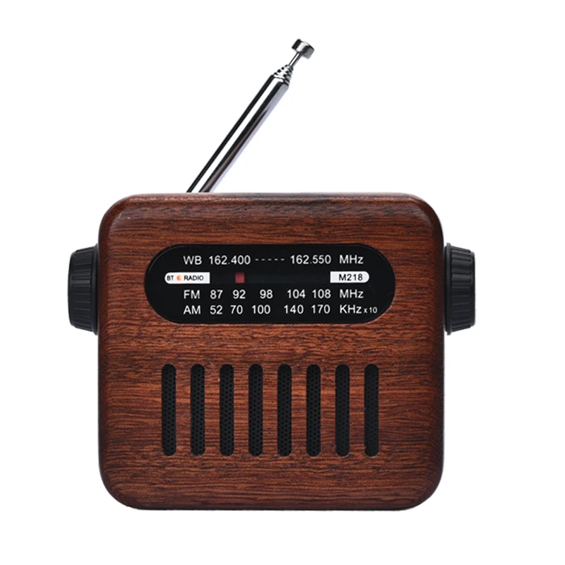 

Rechargeable Wireless Stereo Retro Speaker Portable BT Vintage Antique Wooden AM FM WB Radio with TF Card Slot