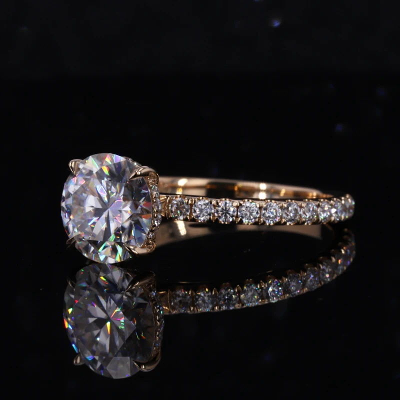 

Engagement Ring Rose Gold/yellow 14K Engagement Bands or Rings 8.5mm Round Moissanite Provide but Not Free Round Brilliant Cut