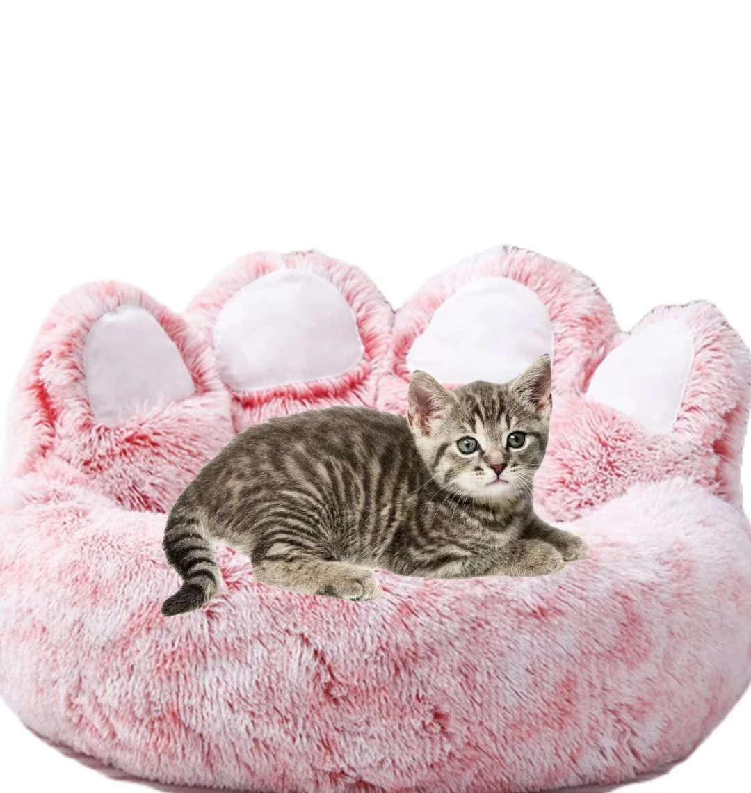 

Amazon Top Selling Pet Beds Round Sofa Dog Donut Washable Nest Bear Paw Shape Warm House For Pet Dog Cat