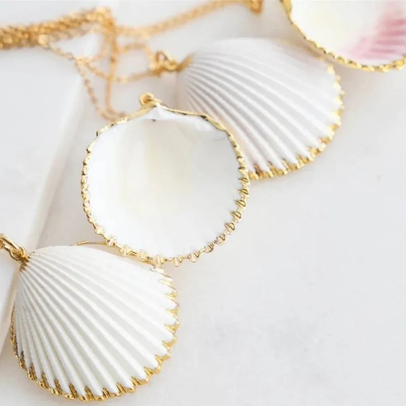 

Fashion Jewelry Wholesale Boho Seashell New Arrived Real Natural Stainless Steel Necklace White Shell Pendant Necklace