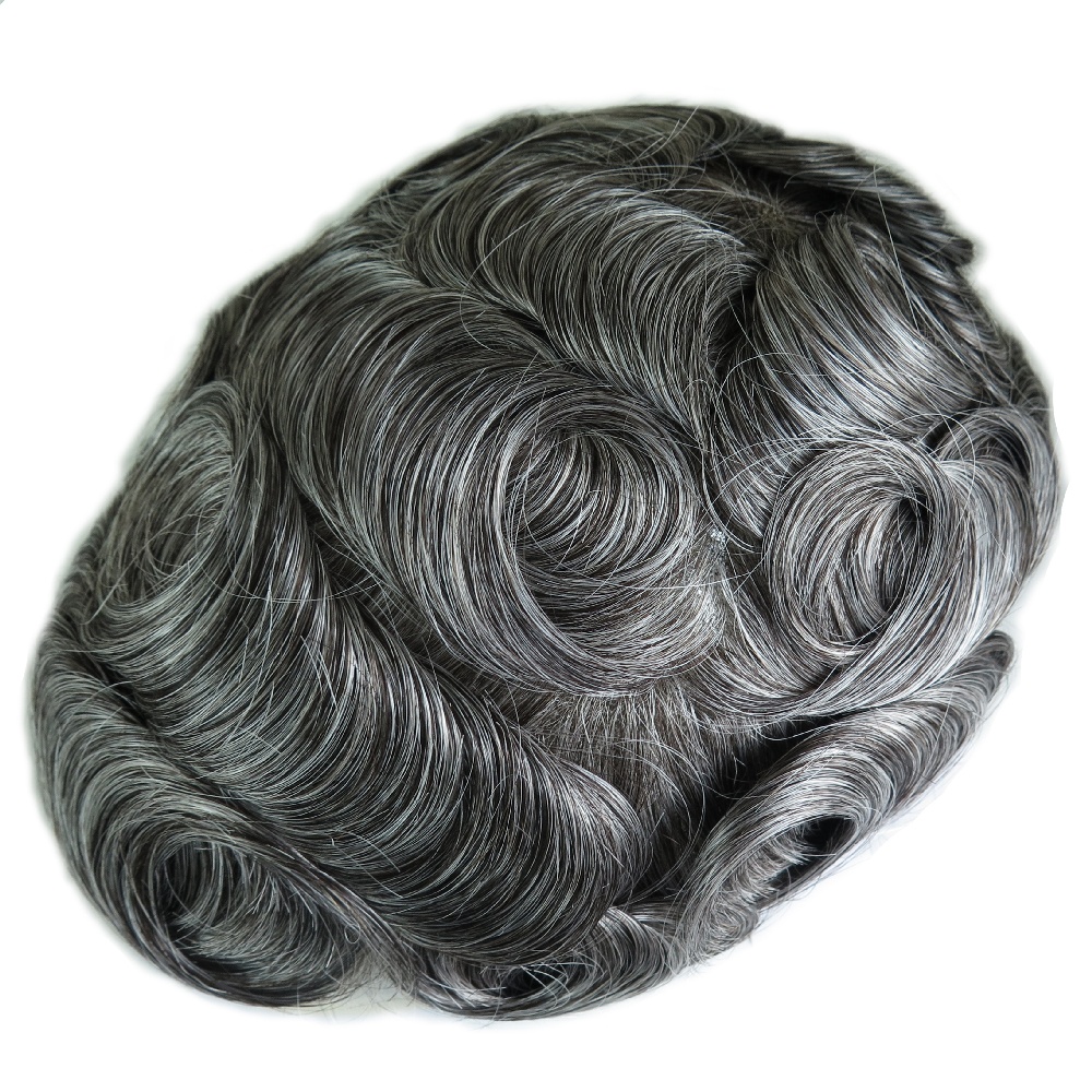 

#1B50 Synthetic and Human Hair Mixed Men Hair Toupee Swiss Lace