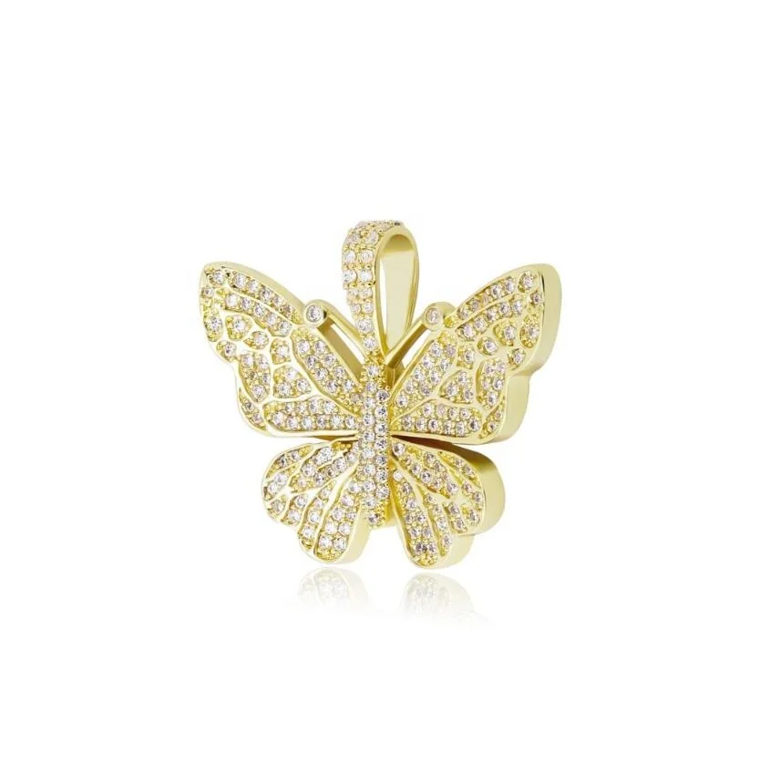 

Ice Out Butterfly Pendant Rhinestone Fine Jewelry for Women Bling CZ Diamond Butterflies Necklace