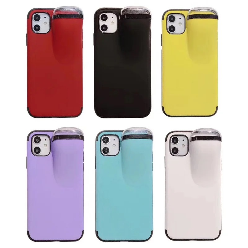 For airpods pro silicone holder phone case, for iphone 11 pro max ear pod phone case