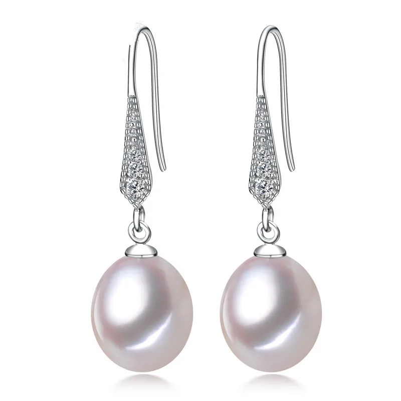 

Wholesale 21524 Earrings Fashion Elegant 10mm Natural Fresh Water Pearl Earring Women Sterling Silver Earring