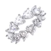 Rhodium bridal jewelry band eternity diamond heart engagement and wedding ring