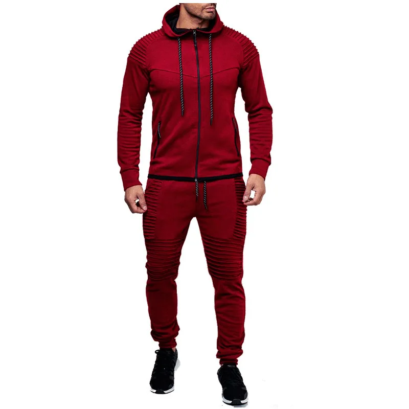 

hot sale customized mens tracksuit 2piece cotton jogging workout clothes zipper tracksuit
