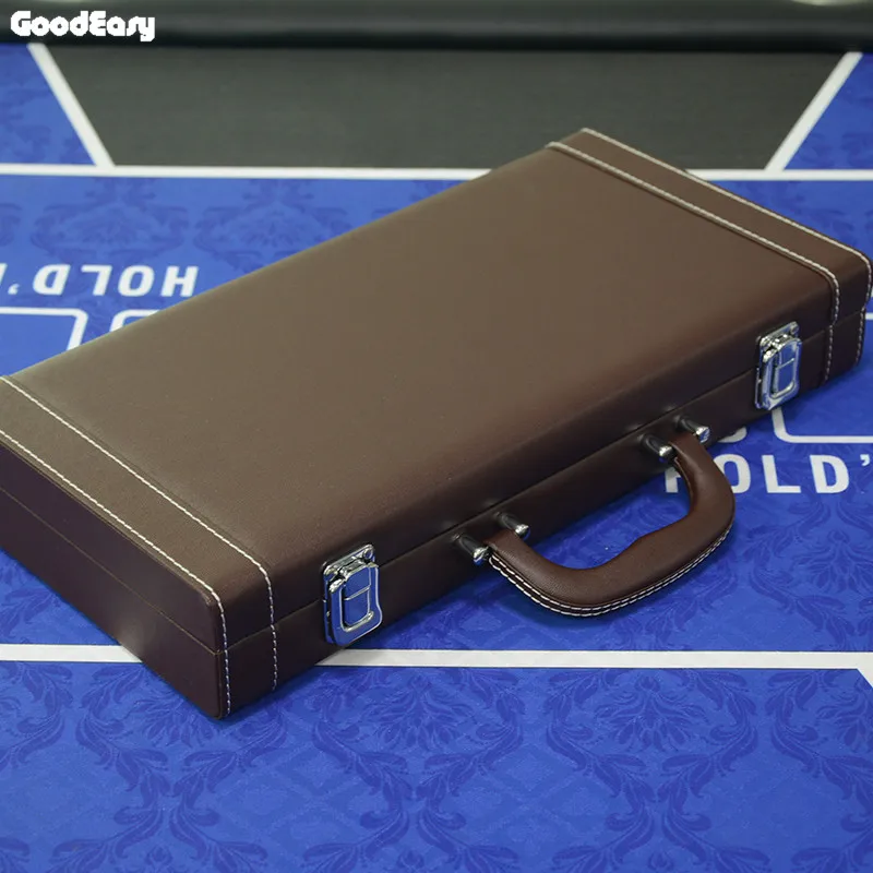 
200pcs PU Storage Box Professional Texas Poker Chips Sets Leather Suitcase Casino Game Accessory Container 