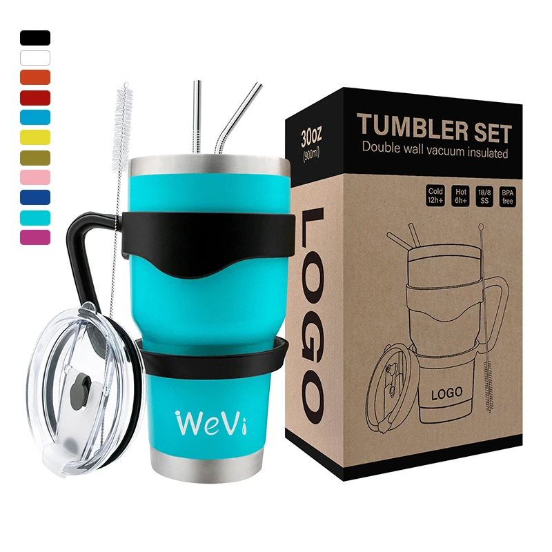 

Wevi Stainless Steel Insulated Tumbler with Straw Double Walled Metal 20 Oz and 30oz Mugs Customized Color OEM Logo with Lid