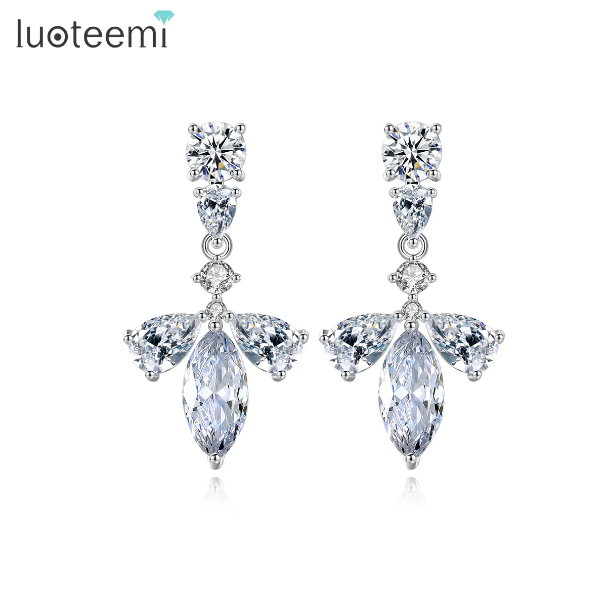

LUOTEEMI Fashion Jewellery Earring Bright New Wedding Earing Dangling Bridal Accessory Zircon Stone Jewelry