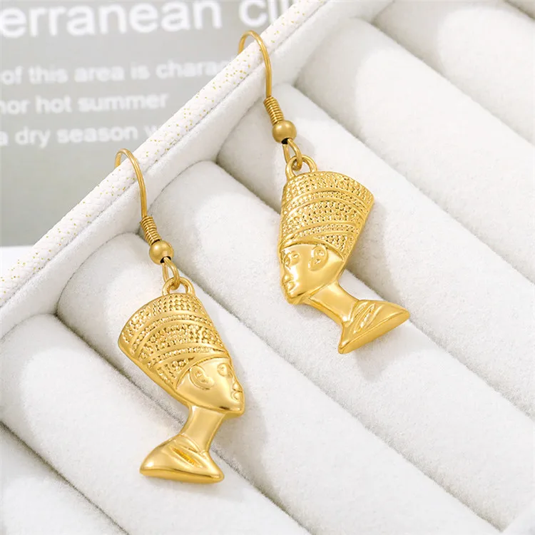 

Hot sale pharaoh portrait earrings personalized exotic stainless steel earrings gold ladies earrings, Picture shows