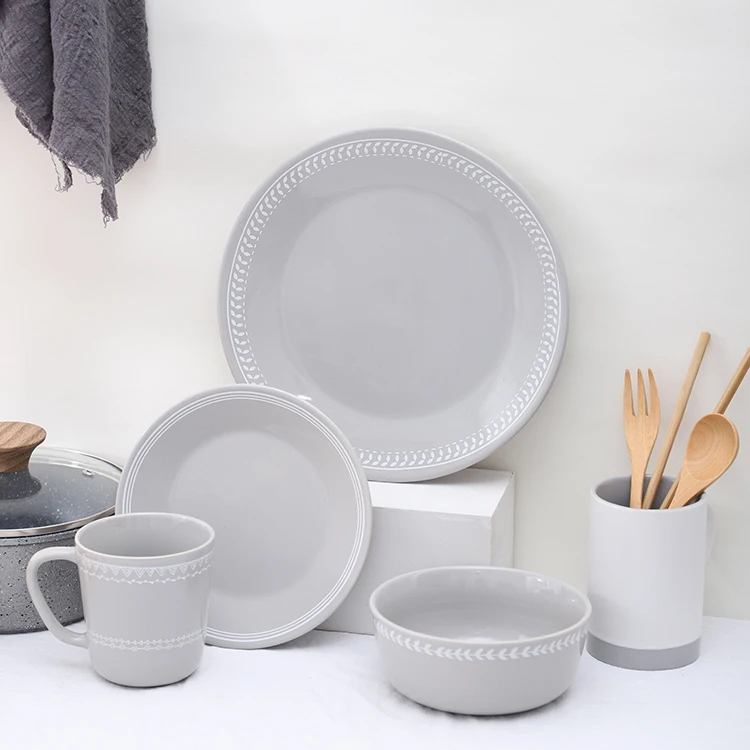 Wholesale decal restaurant food serving gray tableware porcelain dinnerware sets .jpg