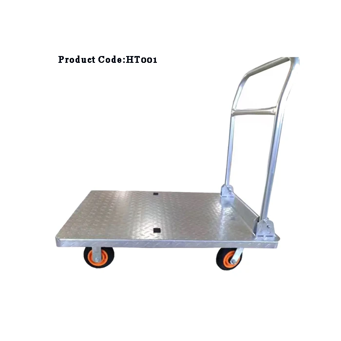 PVC Flatbed Platform Truck Industrial Material Handling Trolley