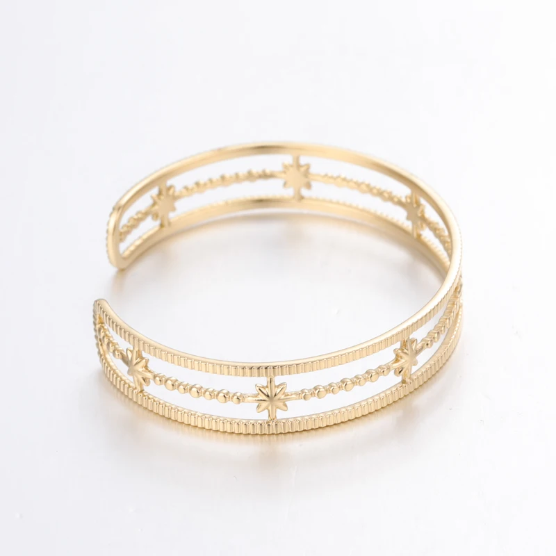 

JB068 High Quality Three Gold Line Bracelet Adjustable Hollow Point Bracelet