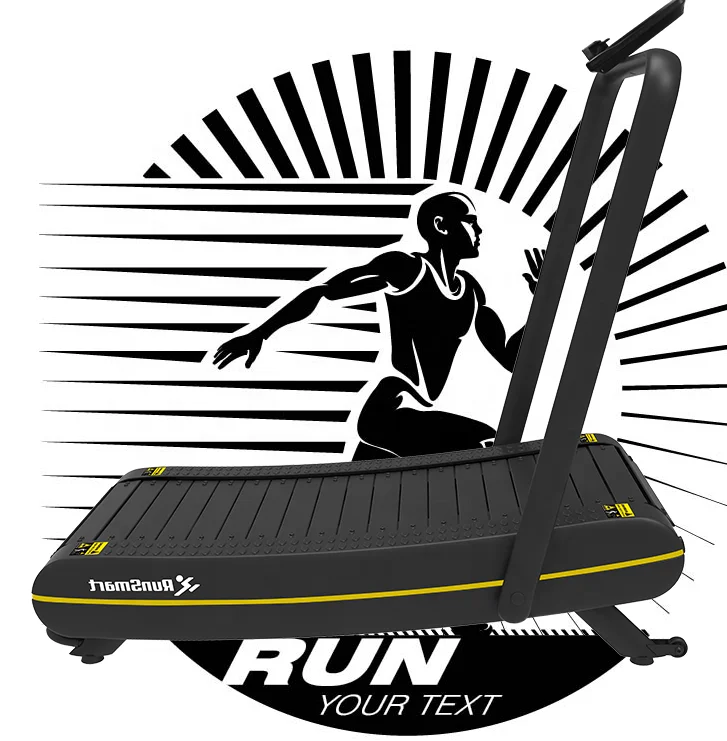 

Runsmart 2020 Door To Door Self Powered Home Use Air Runner Non-motorized Manual Curved Treadmill Factory Directly, Black
