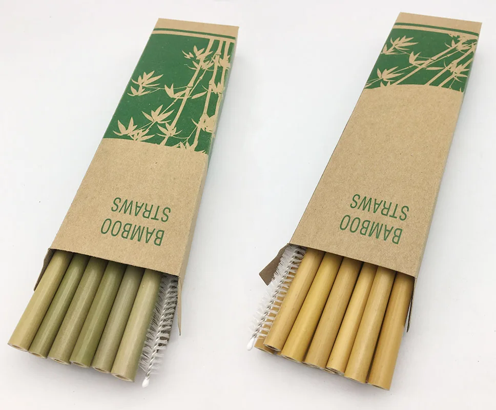 

High Quality Custom Logo Eco Friendly 100 % Natural Bamboo Straws With Brush, The color of bamboo