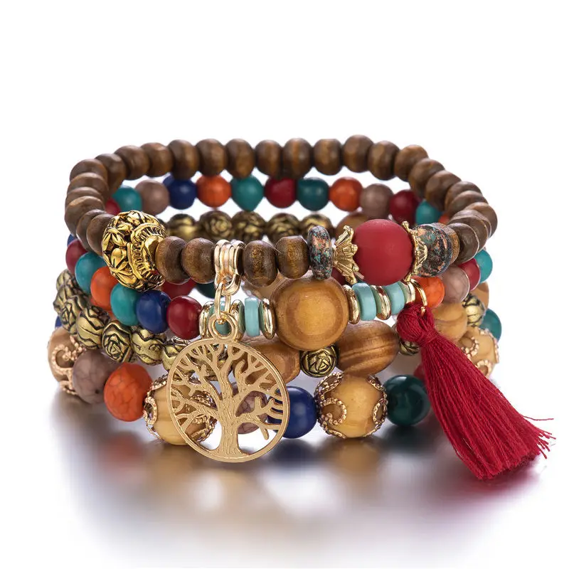 

Fashion gold colorful bead wood bracelet for women wholesale N2109074, Picture