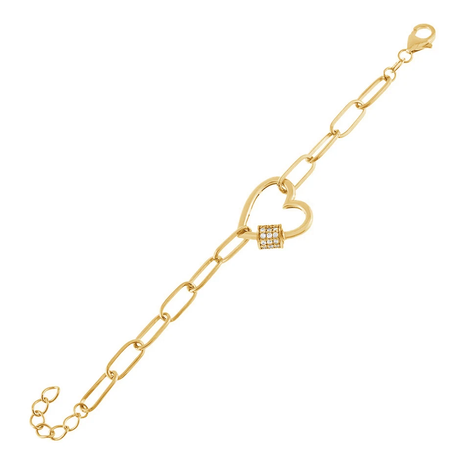 

wholesale silver jewelry manufacturers 925 sterling silver 18k gold plated pave heart toggle link bracelet