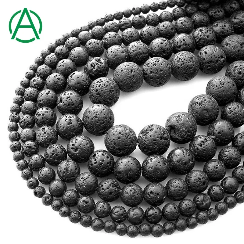 

ArthurGem 4mm 6mm 8mm 10mm 12mm 14mm 16mm 18mm 20mm Round Lava Stone Natural Gemstone Loose Beads for Jewelry Making, 100% natural color