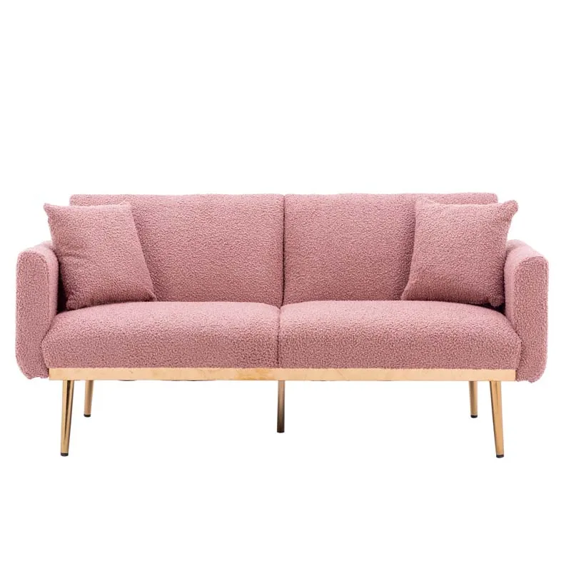 

Minimalist Pink Teddy Sofa Bed Apartment Velvet Couch Accent Sofas Divano Letto, Optional