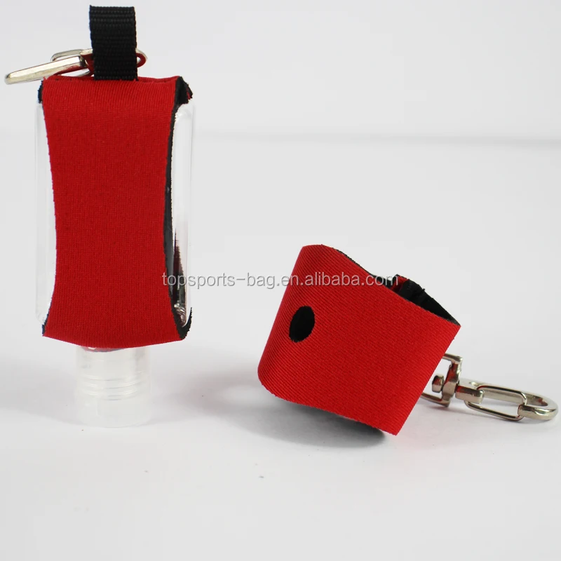 

30 ml Neoprene Vest Hand Sanitizer Bottle Holder with Plastic Bottle and Metal Clip, Customized color