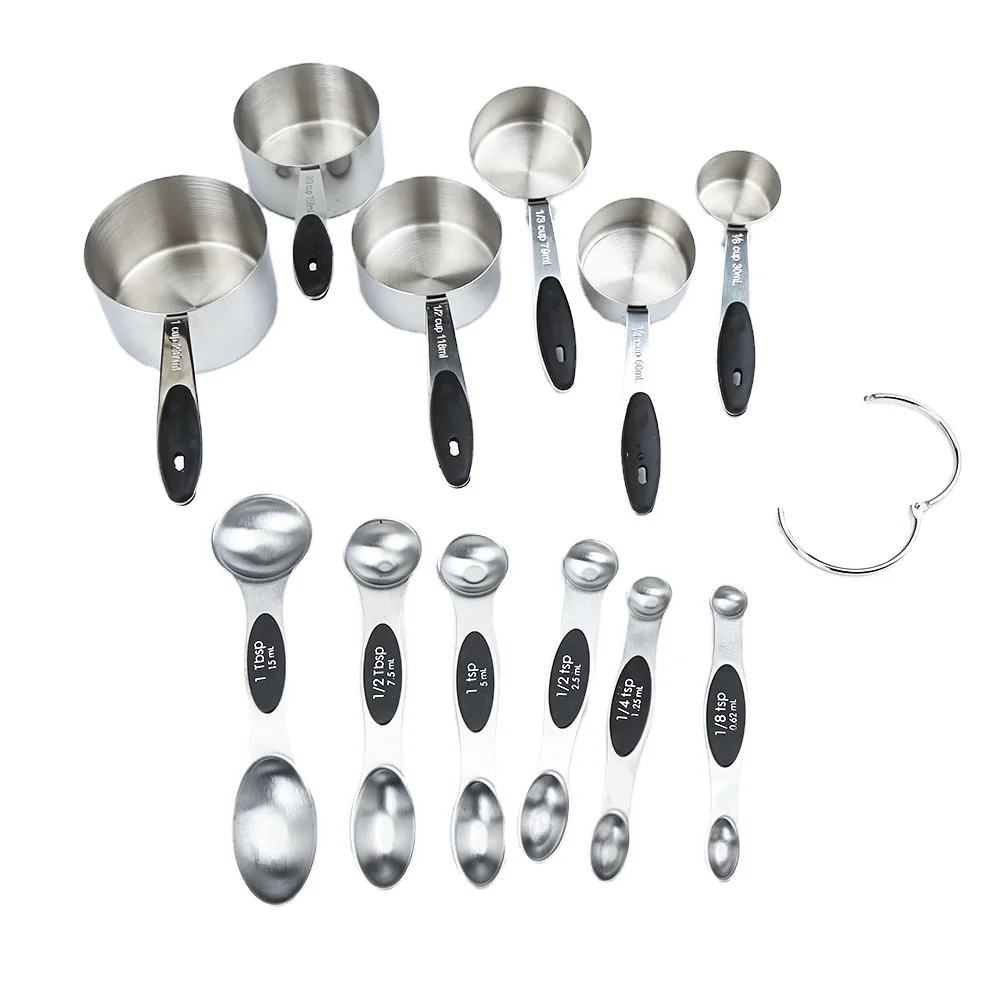 

Measuring Cups and Magnetic Measuring Spoons Set with Stainless Steel 5 Cups and 6 Spoons, Any pantone color