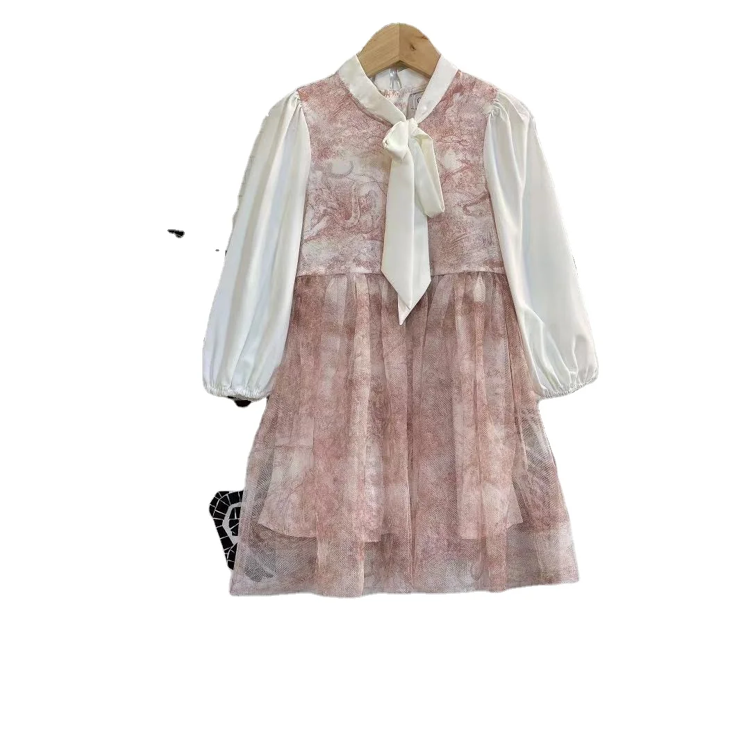 

Wholesale fashionable girls jean dresses baby girls autumn long sleeve dress chiffon dress+ belt children wear princess skirt, Picture shows