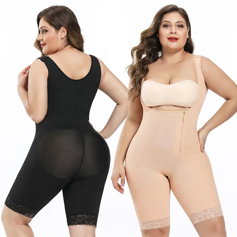 

Wholesale Custom Logo Lingerie Womens Bodysuit Bodycon Fajas Seamless Shapewear SHAPERS Lace Support Padded Buttocks Plus Size, Nude, black