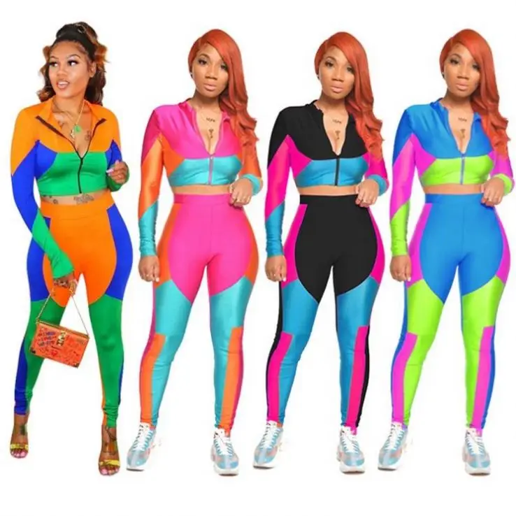 

2020 Fall Winter Fashion Popular Sports Track Suit Skinny Outfits Womens 2 Piece Sweatsuit Set