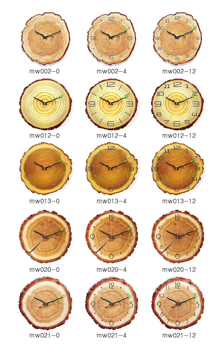 Distressed Wood 12 and 16 Inch Accent Wall Clock Rattan Hall Wall Clocks