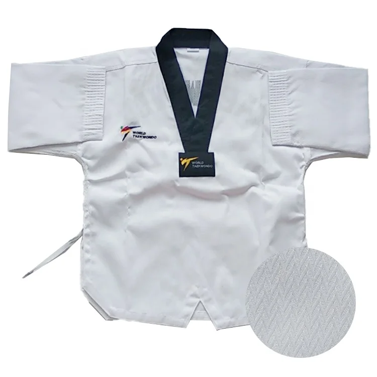 

2021 hot sale White V neck TKD Taekwondo Uniform for Material Arts