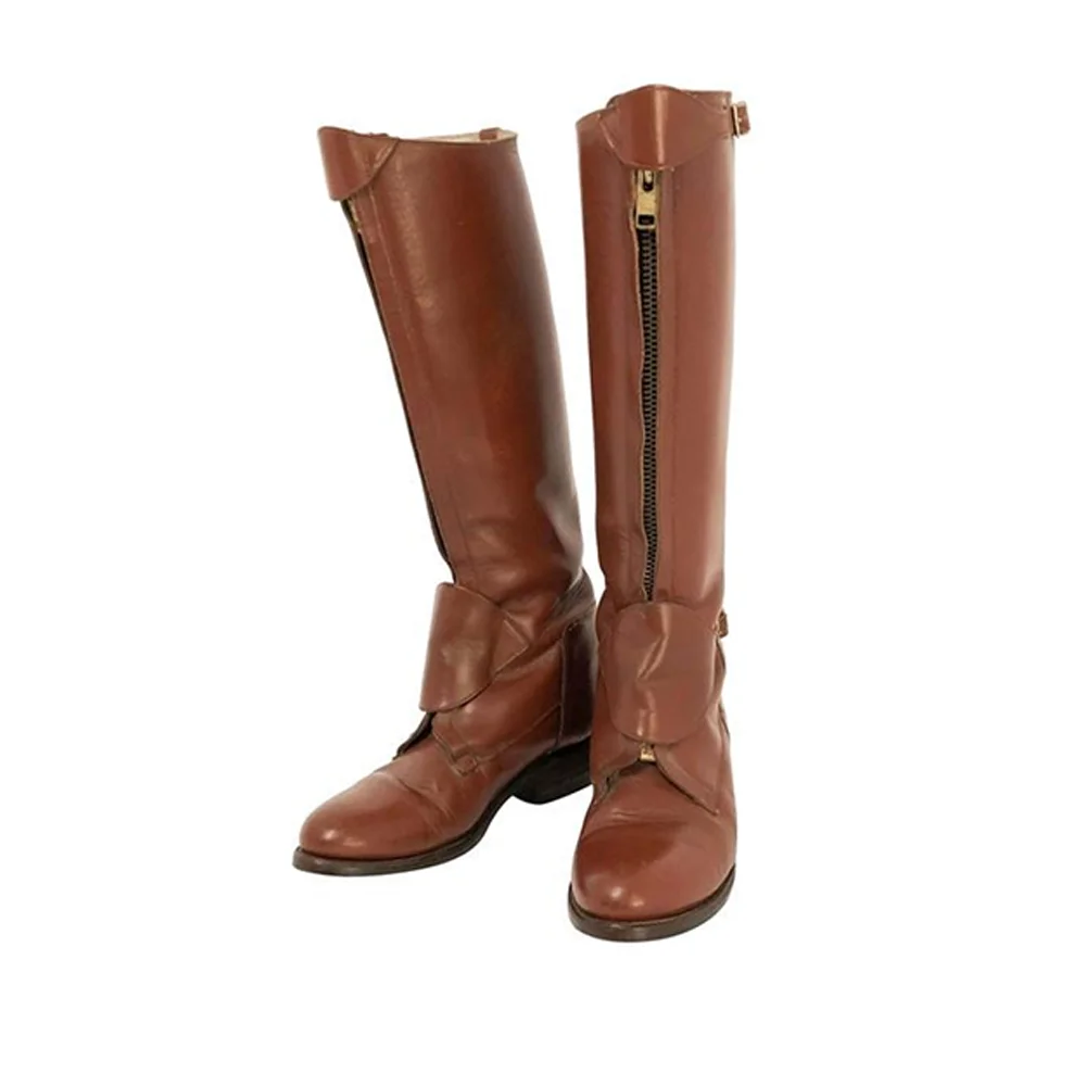 

Men's brown leather zipper boots