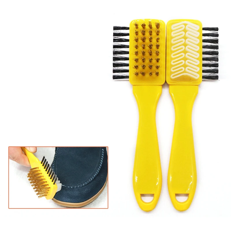 

Magic 3-Sided Durable Cleaning Brush Fit For Suede Shoes Boot Cleaner Shoe Cleaning Kit Shoe Brush, Full copper hair, half copper hair