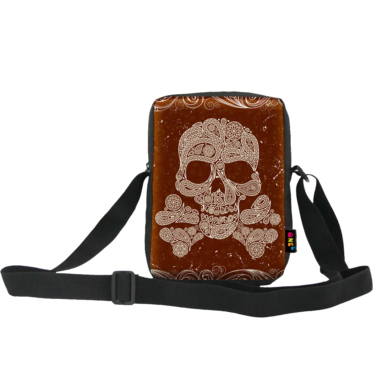 

China shoulder cross bag skull design print custom shoulder sling bag with zipper lightweight fast delivery shoulder bags, Customized