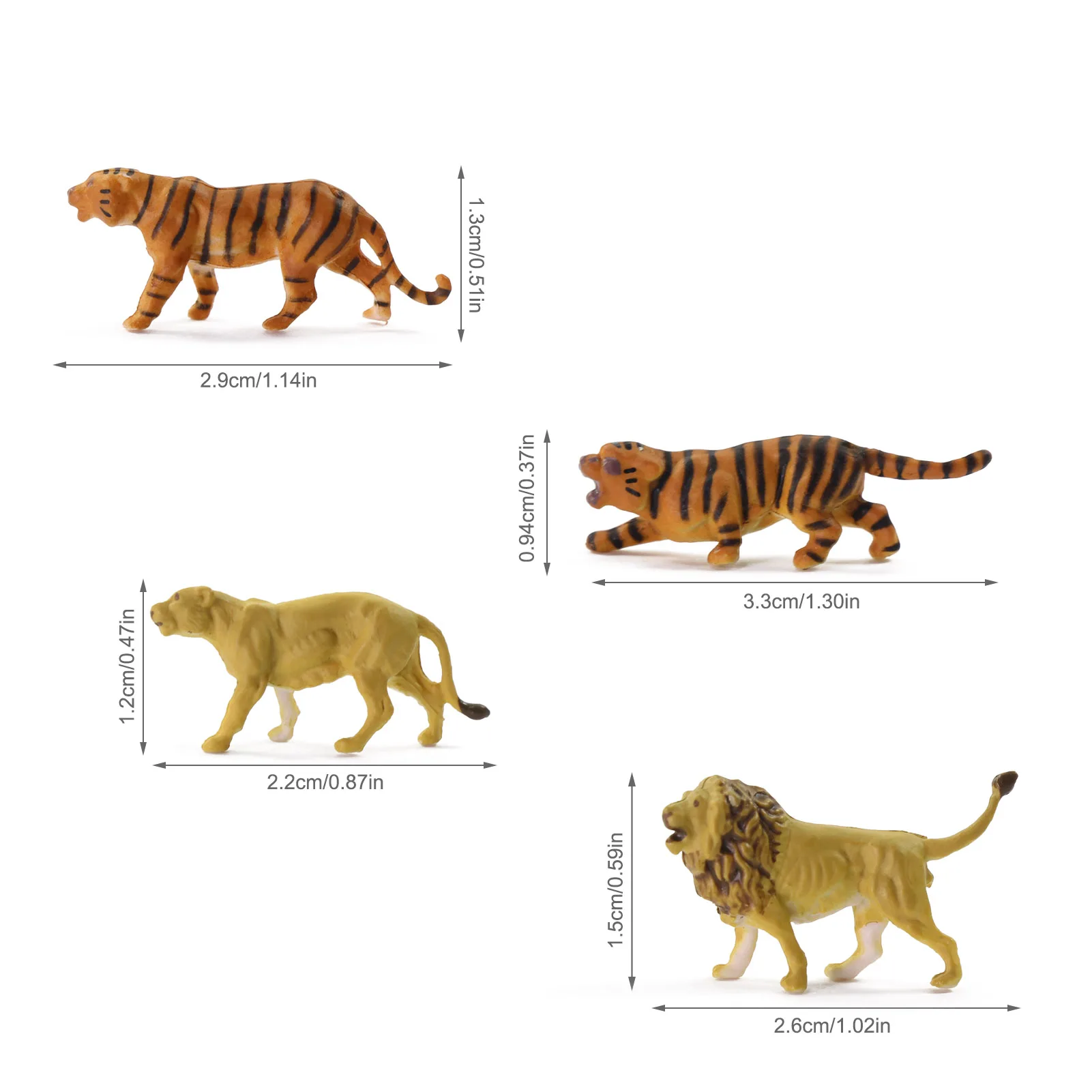 

AN8715x HO Scale 1:87 Model Train Railway Painted Figures Wild Animal PVC Tigers Lions