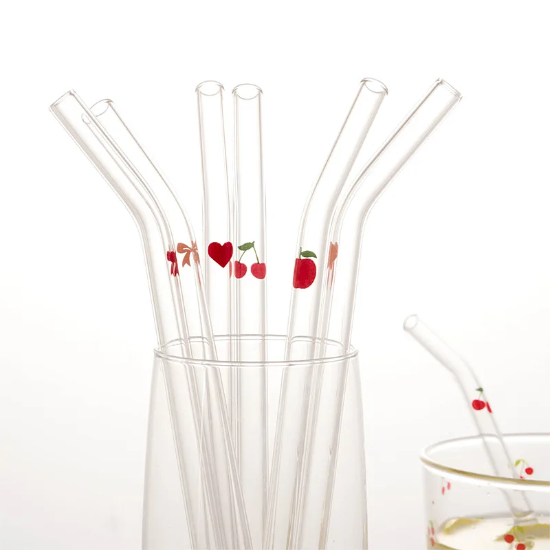 

2021 New Products Popular Borosilicate Glass Straws And Glass Drinking Straw Set With Custom Logo, Colorful