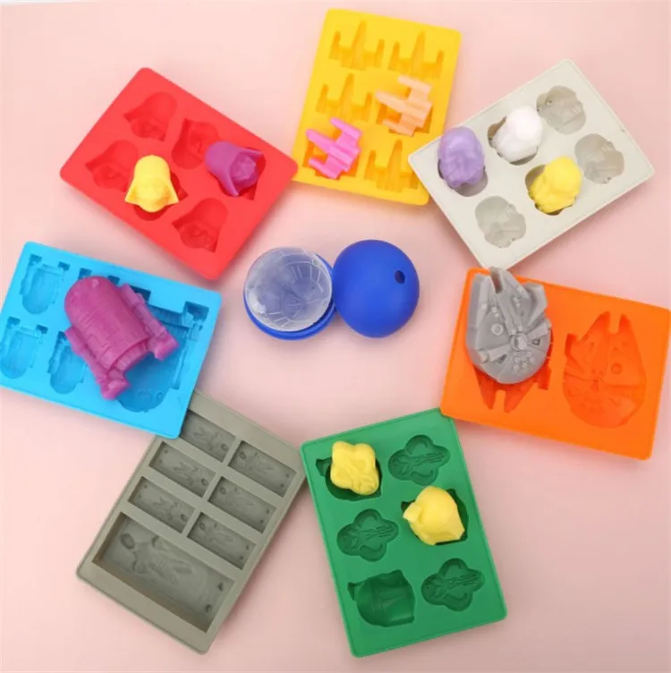 

Factory price set of 8 star wars silicone ice trays non stick star wars shape ice cube tray mold, Picture colors any pantone color can be customized